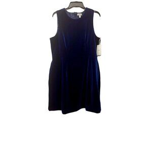 New Nordstrom Women's Size L Velvet Sleeveless Dress Navy Blue